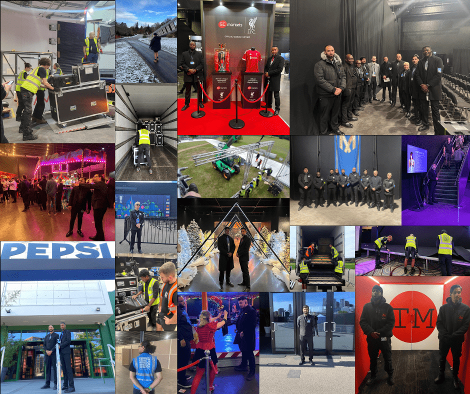 collage of images of crew and security teams
